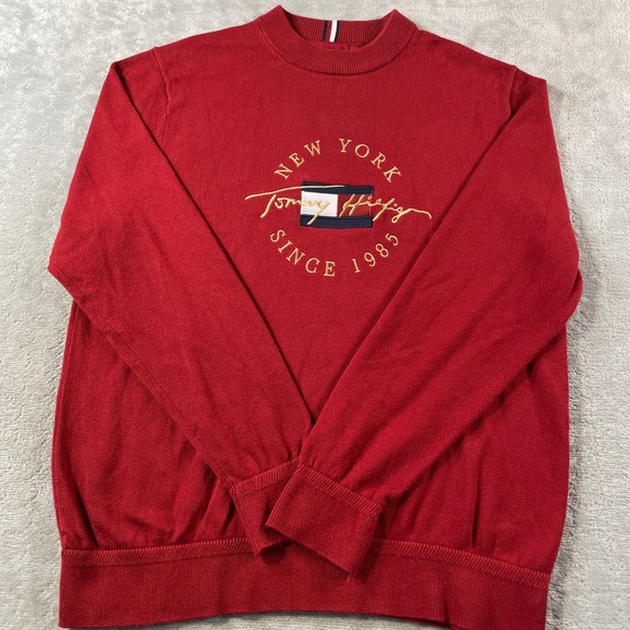 Tommy Hilfiger Other - Tommy Hilfiger Sweater Mens XL Red Crewneck Embroidered Logo Preppy Casual